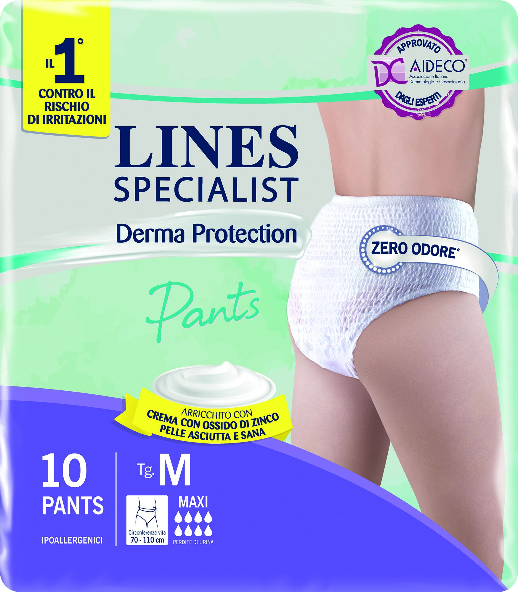 Pannolone per incontinenza lines specialist derma pants maxi m 10